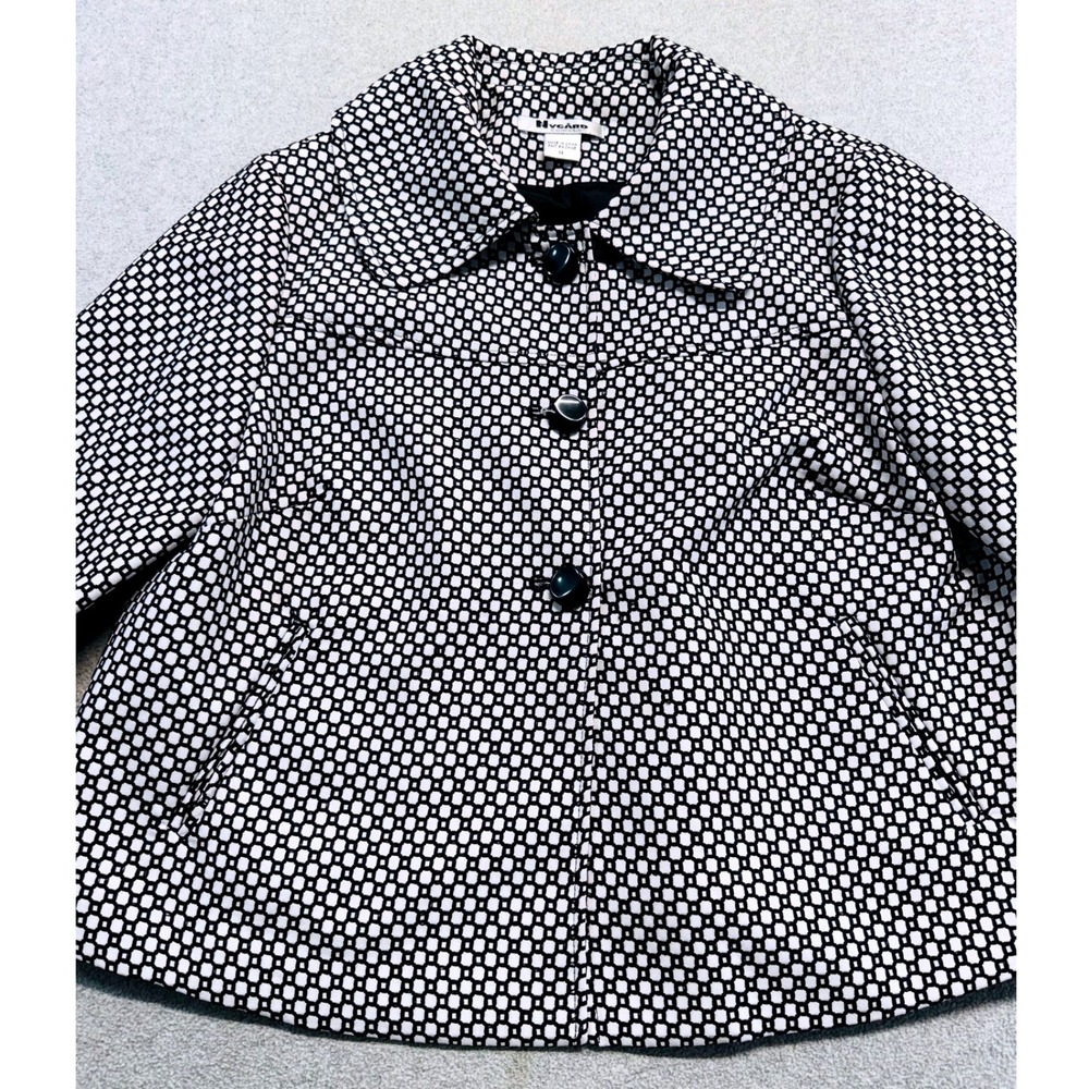 Nygard Collection Women's 14 Black White Geometric Mod Swing Jacket 3/4 Sleeve - Picture 3 of 10